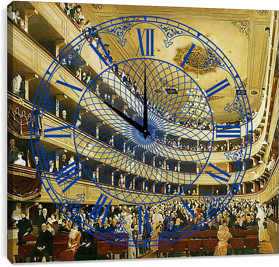Часы картина - Зал старого дворцового театра в Вене. Густав Климт
