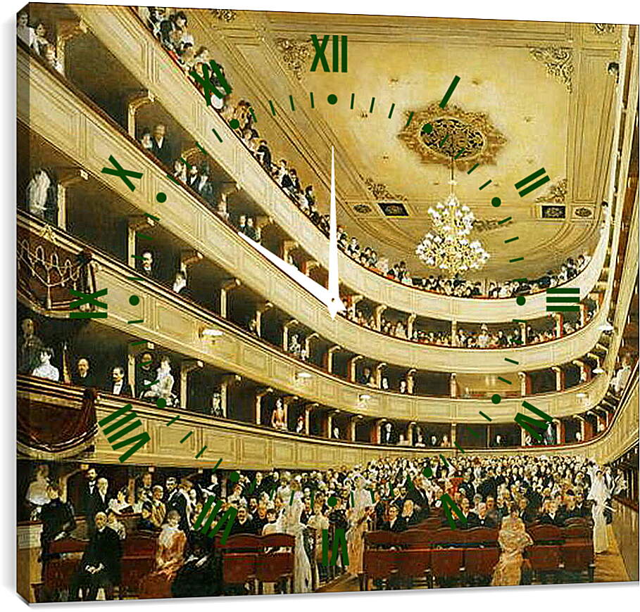 Часы картина - Зал старого дворцового театра в Вене. Густав Климт
