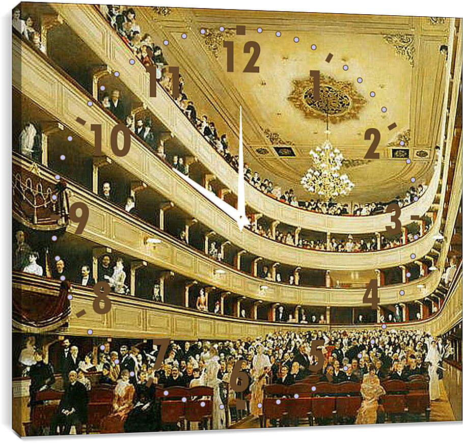 Часы картина - Зал старого дворцового театра в Вене. Густав Климт