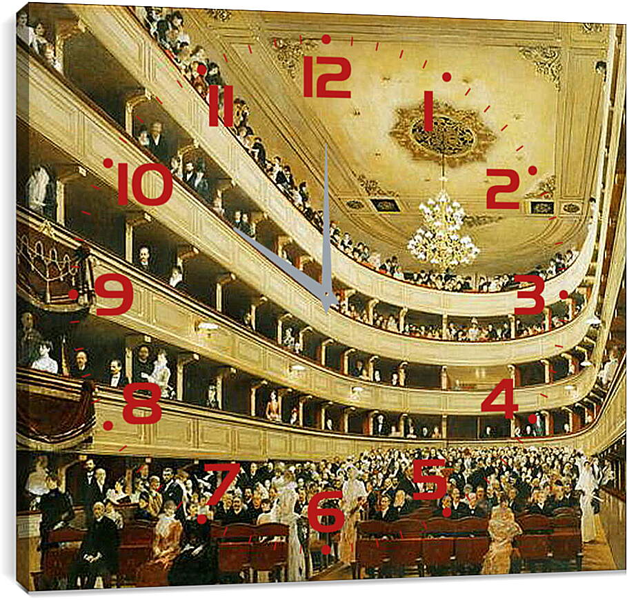 Часы картина - Зал старого дворцового театра в Вене. Густав Климт