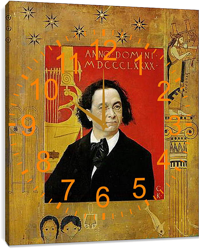 Часы картина - Портрет пианиста и педагога Иозафа Пембауера. Густав Климт
