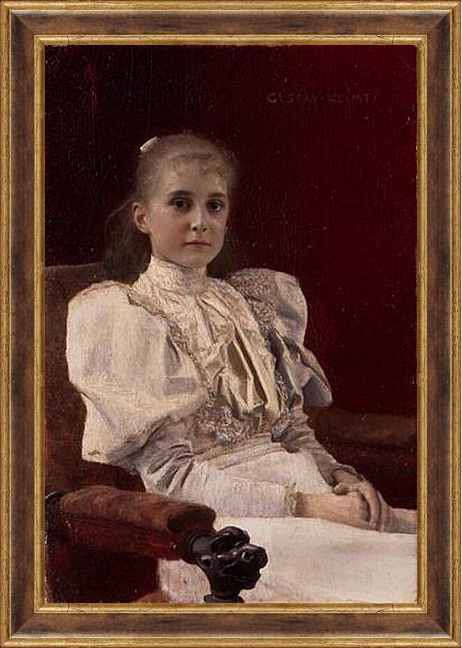 Картина в раме - Sitzendes junges Madchen. Густав Климт

