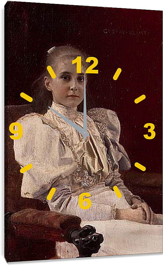 Часы картина - Sitzendes junges Madchen. Густав Климт