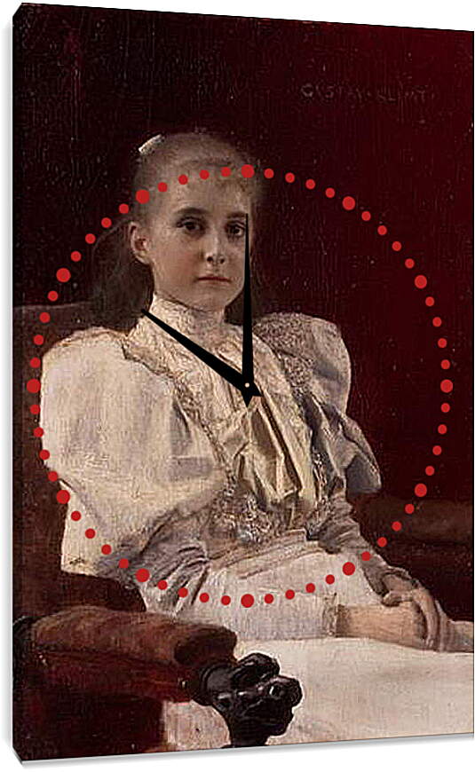 Часы картина - Sitzendes junges Madchen. Густав Климт
