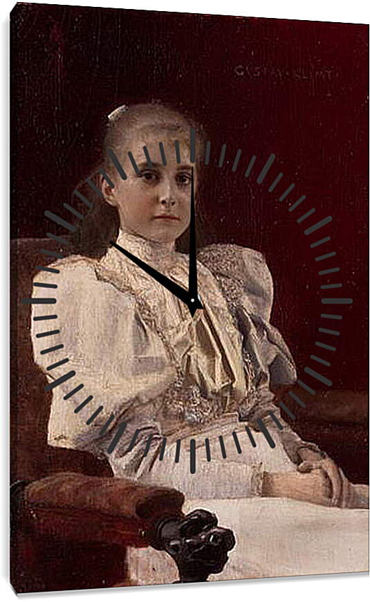 Часы картина - Sitzendes junges Madchen. Густав Климт
