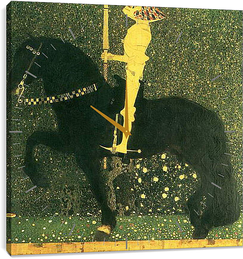 Часы картина - The Golden Knight. Густав Климт
