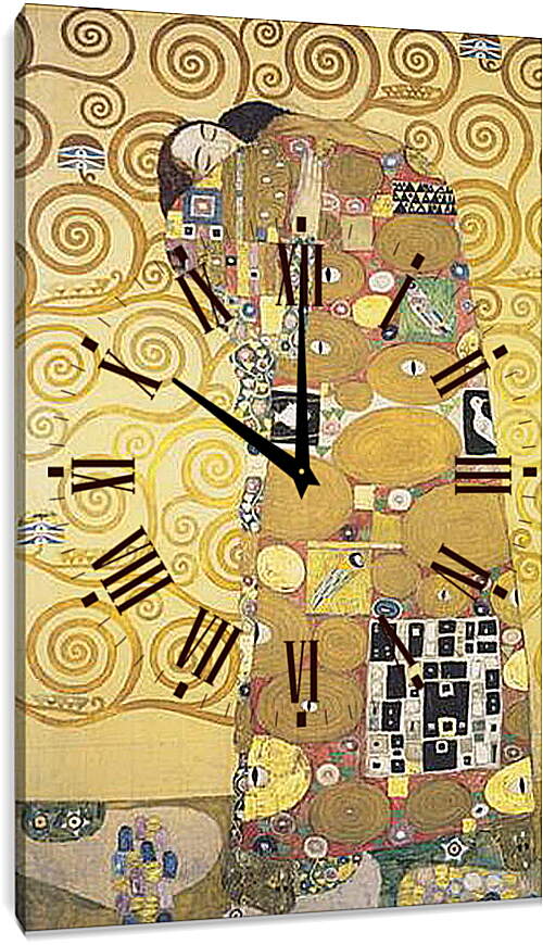 Часы картина - Объятия. Густав Климт