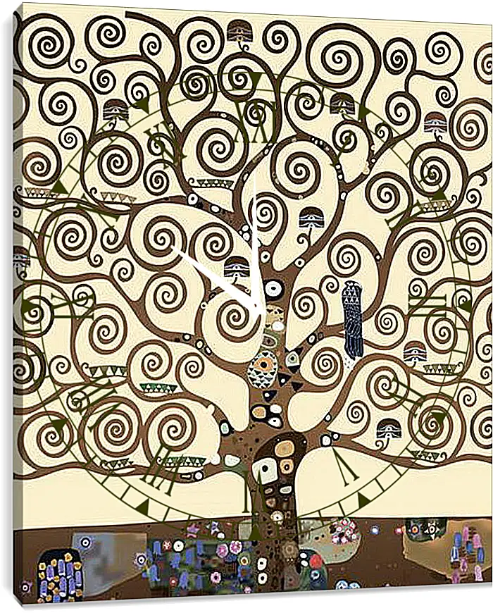 Часы картина - The tree of life - Древо жизни. Густав Климт