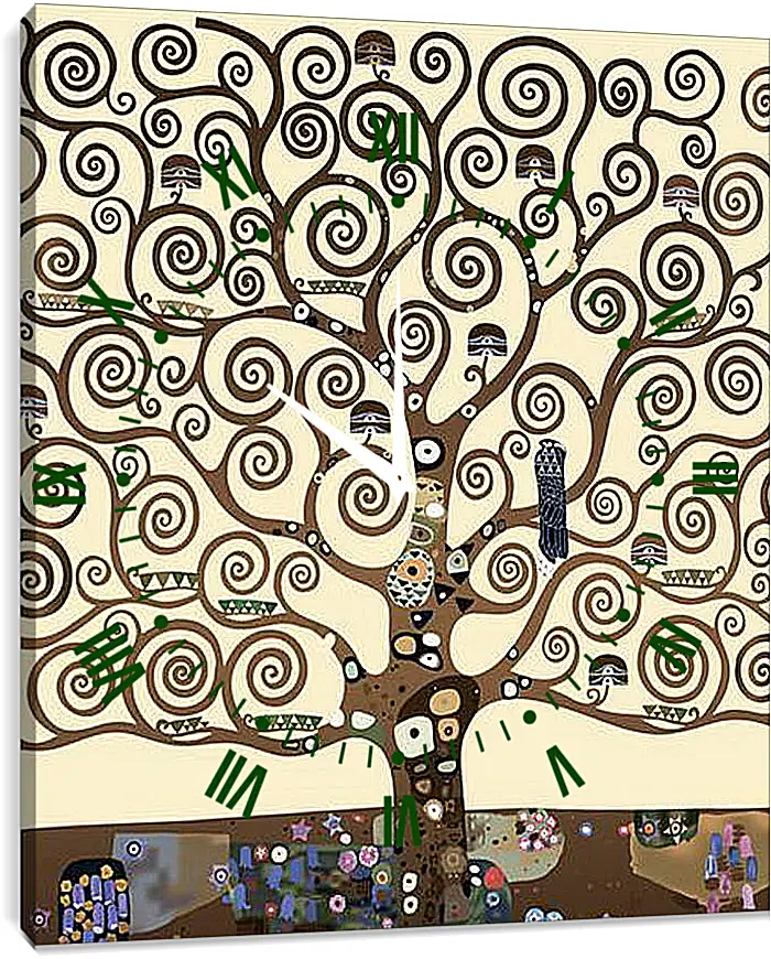 Часы картина - The tree of life - Древо жизни. Густав Климт
