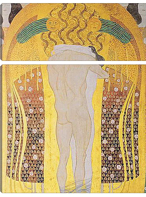Модульная картина - Beethoven Frieze, detal, A Kiss for the Whole World, 1902. Густав Климт