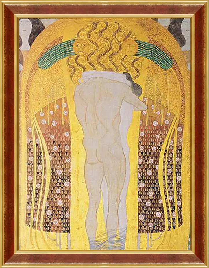 Картина в раме - Beethoven Frieze, detal, A Kiss for the Whole World, 1902. Густав Климт
