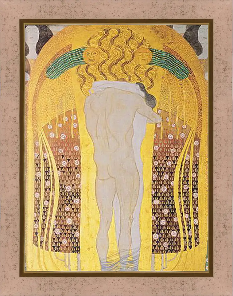 Картина в раме - Beethoven Frieze, detal, A Kiss for the Whole World, 1902. Густав Климт