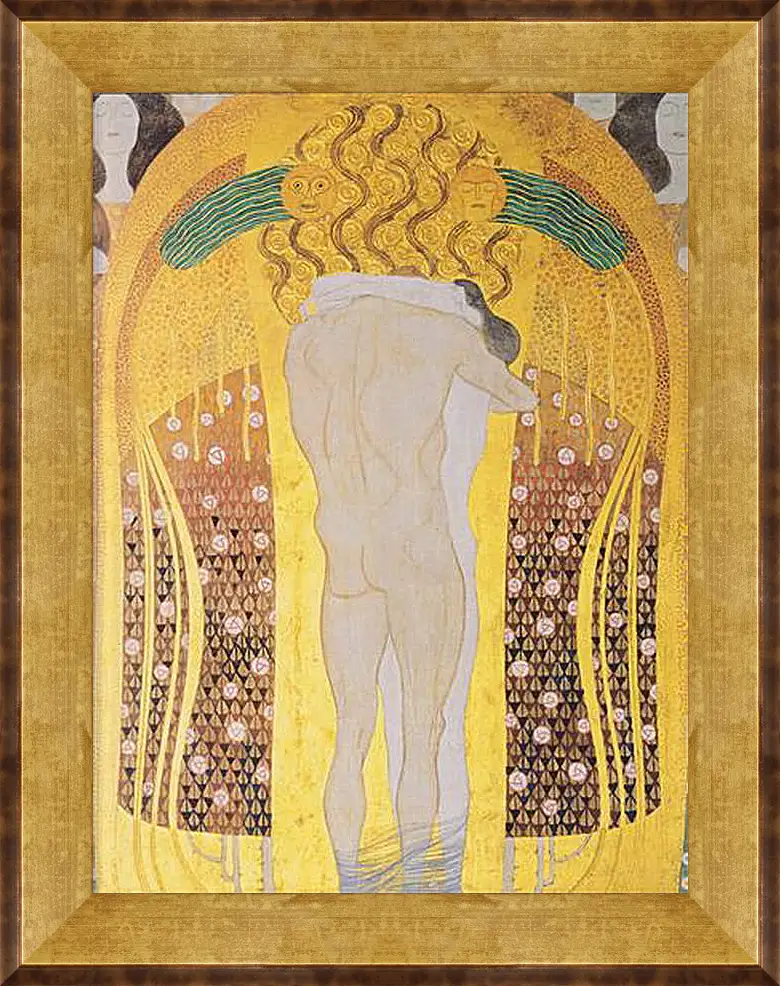 Картина в раме - Beethoven Frieze, detal, A Kiss for the Whole World, 1902. Густав Климт
