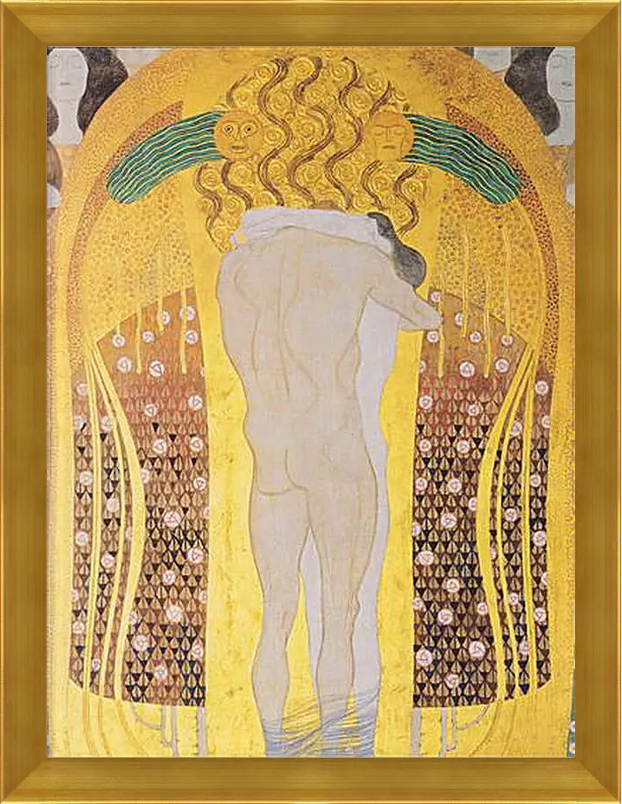 Картина в раме - Beethoven Frieze, detal, A Kiss for the Whole World, 1902. Густав Климт
