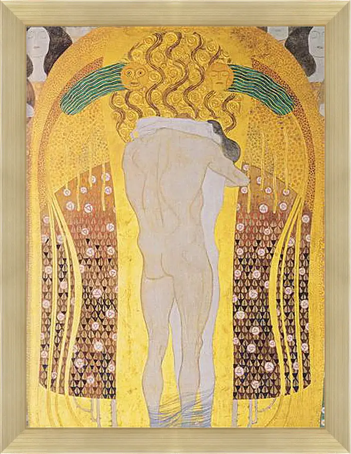 Картина в раме - Beethoven Frieze, detal, A Kiss for the Whole World, 1902. Густав Климт
