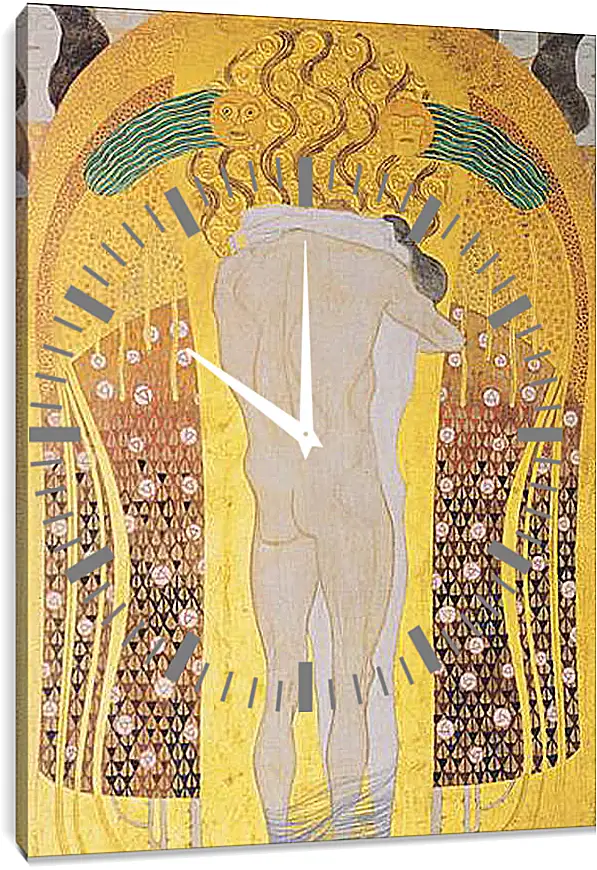 Часы картина - Beethoven Frieze, detal, A Kiss for the Whole World, 1902. Густав Климт