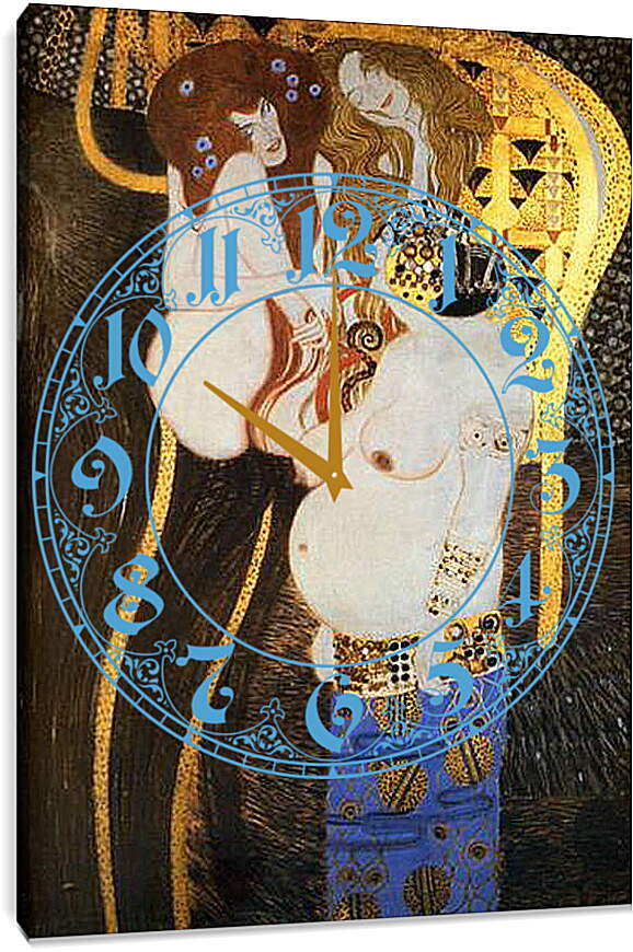 Часы картина - Фриз Бетховена, деталь - враждебные силы: сладострастие и неумеренность. Густав Климт
