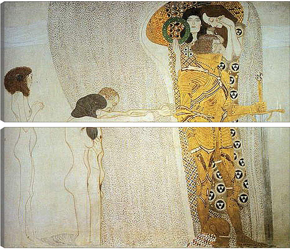 Модульная картина - Фриз Бетховена, деталь - тоска по счастью.. Густав Климт
