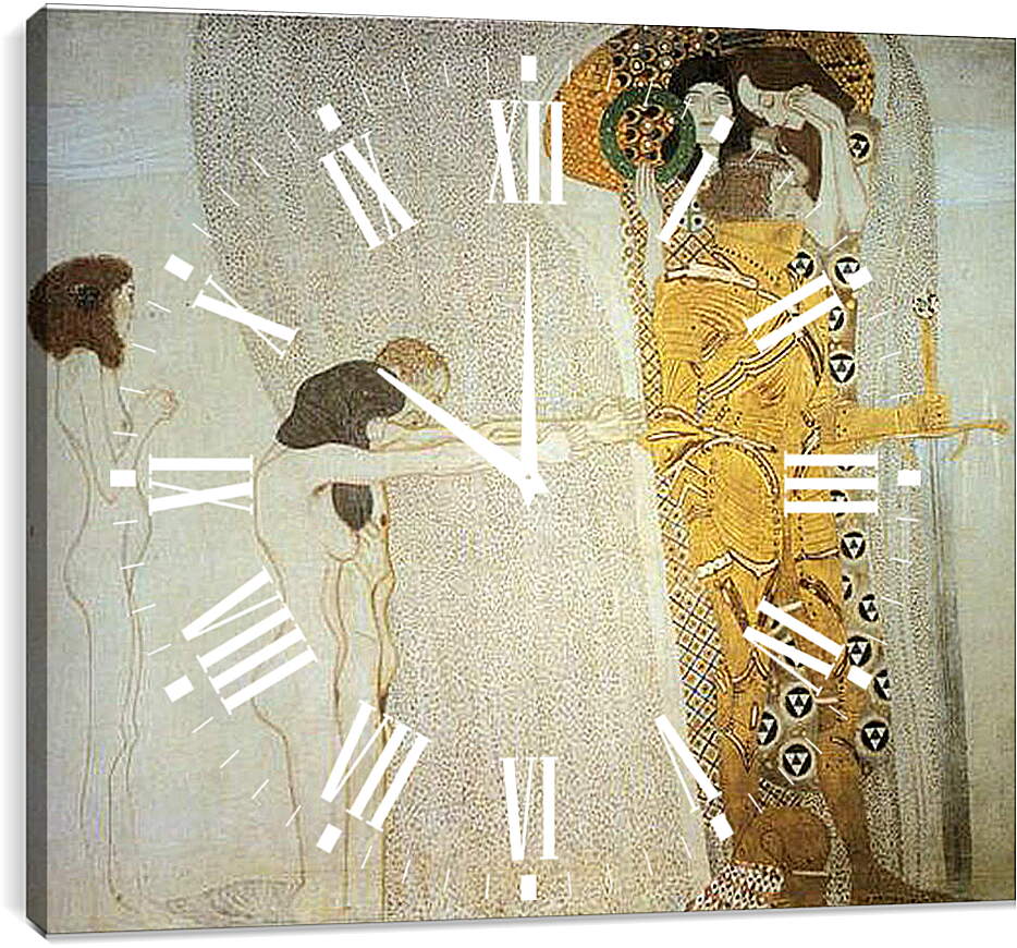 Часы картина - Фриз Бетховена, деталь - тоска по счастью.. Густав Климт
