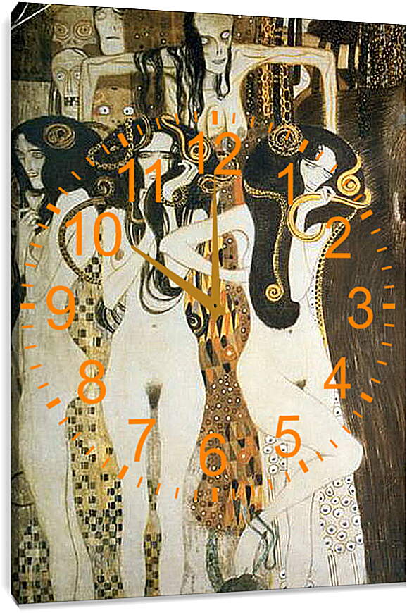 Часы картина - Фриз Бетховена, деталь - враждебные силы. Три горгоны - болезнь, безумие, смерть. Густав Климт
