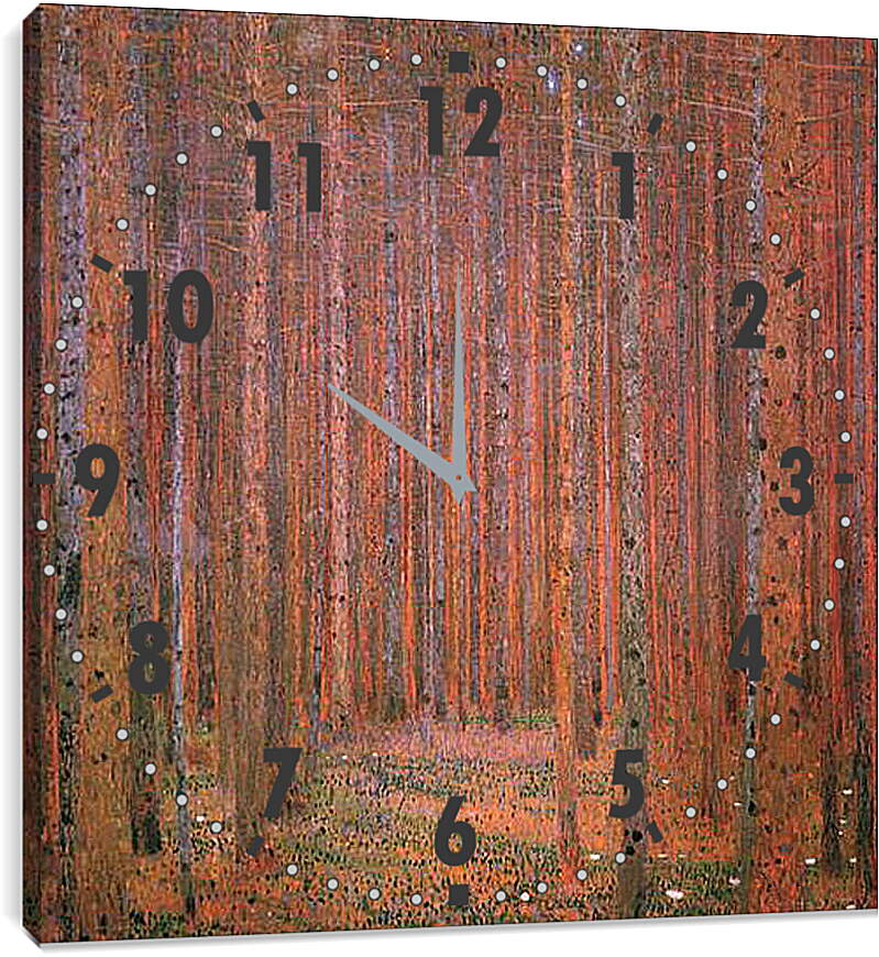 Часы картина - Сосновый лес. Tannenwald I. Густав Климт
