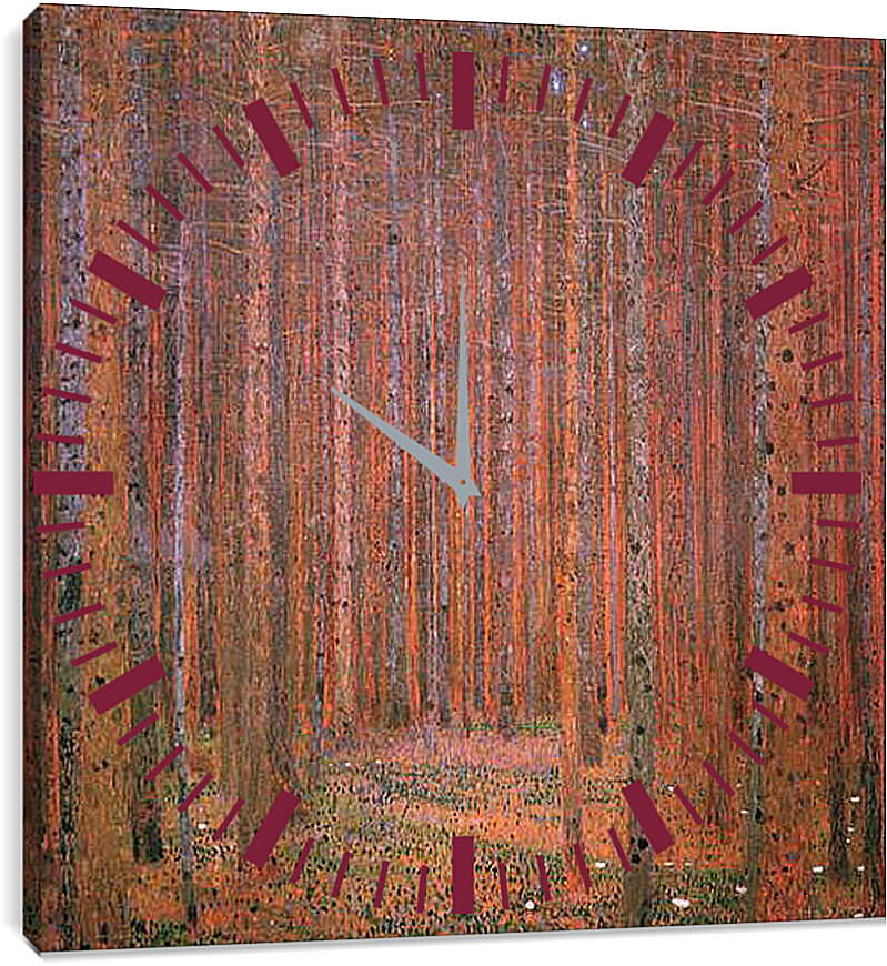 Часы картина - Сосновый лес. Tannenwald I. Густав Климт