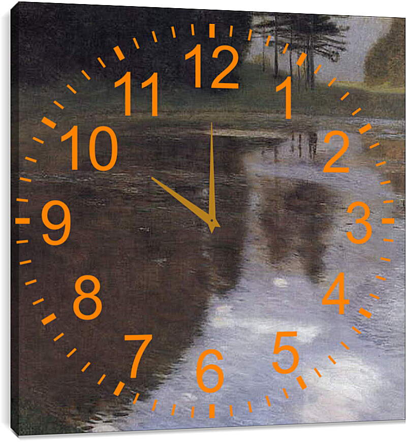Часы картина - Stiller Weiher im Schlosspark von Kammer. Густав Климт
