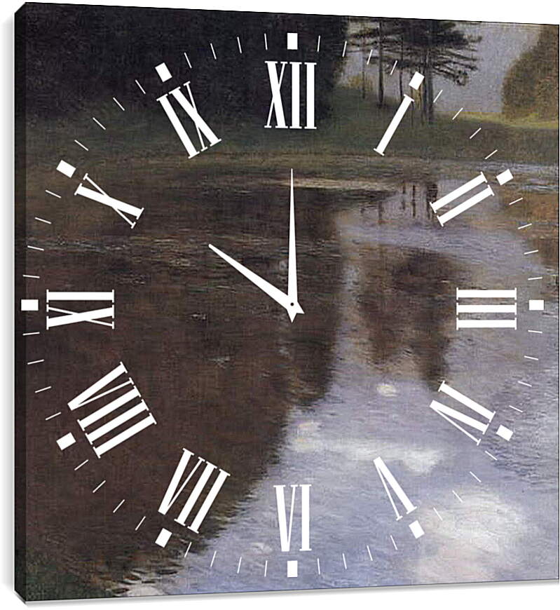 Часы картина - Stiller Weiher im Schlosspark von Kammer. Густав Климт
