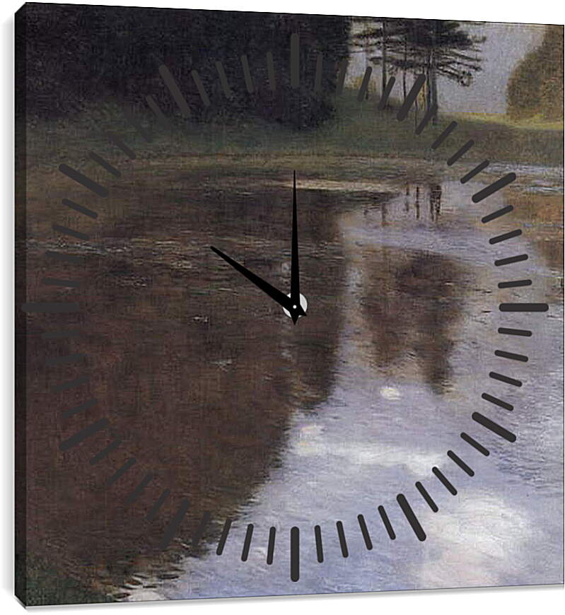 Часы картина - Stiller Weiher im Schlosspark von Kammer. Густав Климт