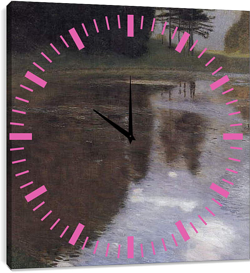 Часы картина - Stiller Weiher im Schlosspark von Kammer. Густав Климт
