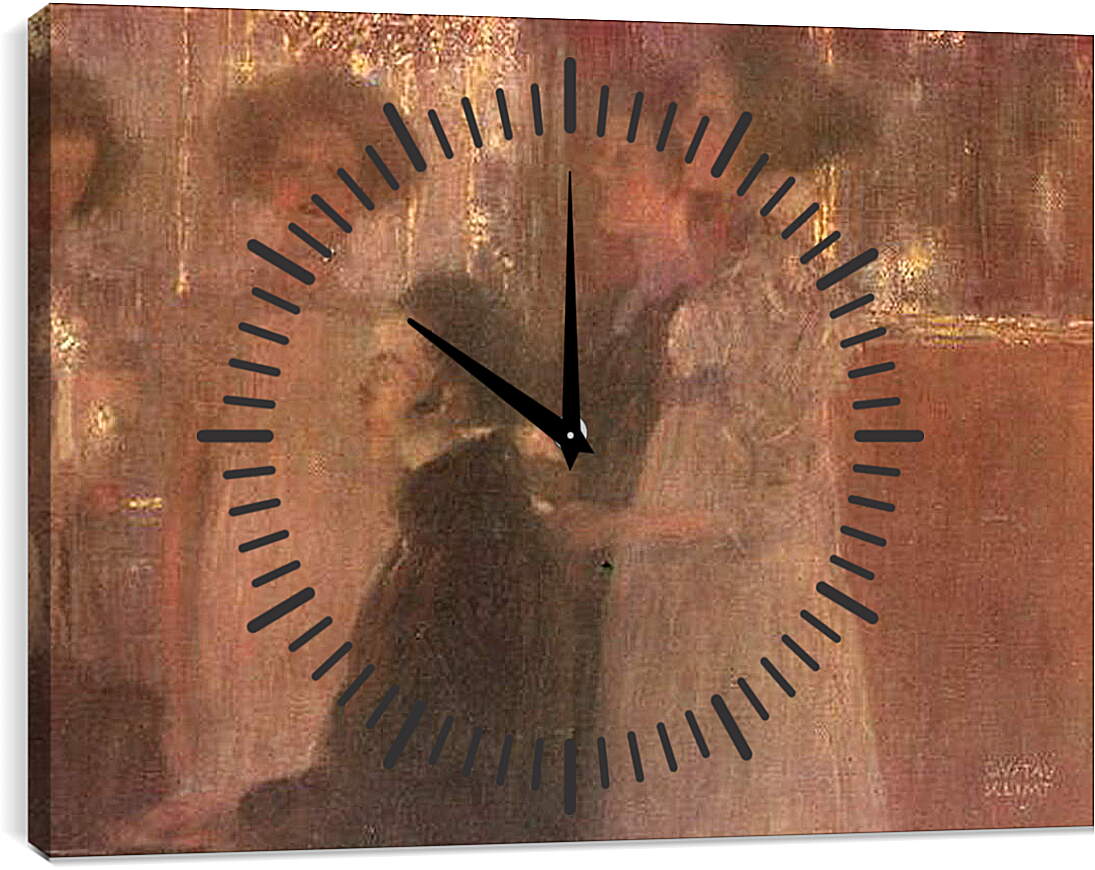 Часы картина - Schubert am Klavier (Entwurf). Густав Климт
