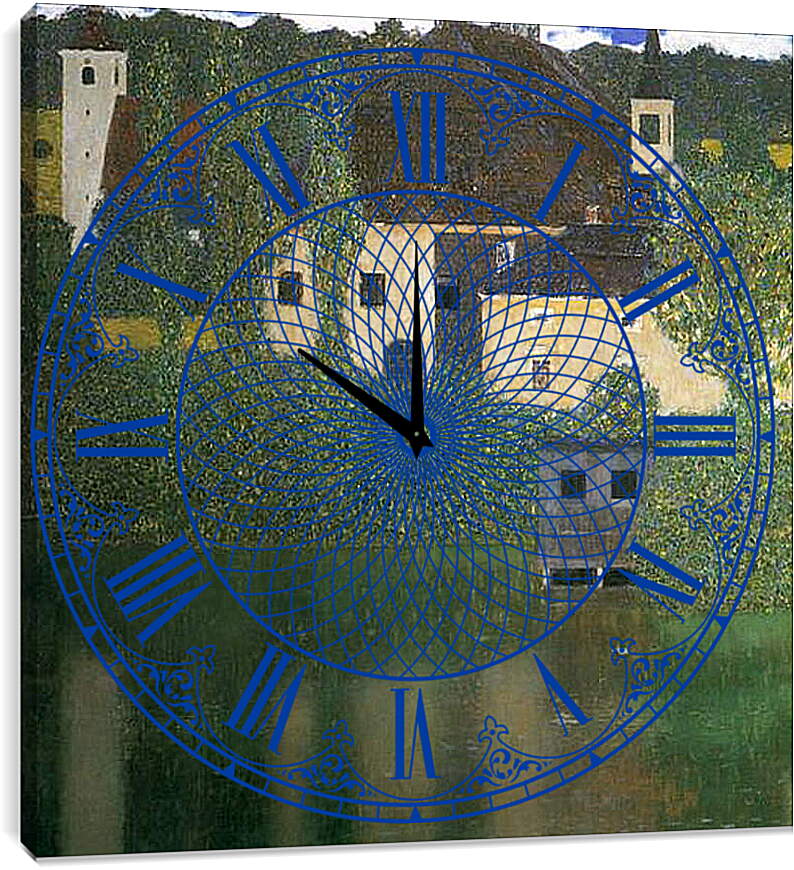 Часы картина - Schloss Kammer am Attersee I (Wasserschlob). Густав Климт
