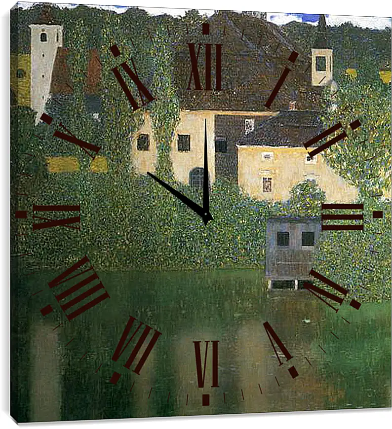 Часы картина - Schloss Kammer am Attersee I (Wasserschlob). Густав Климт
