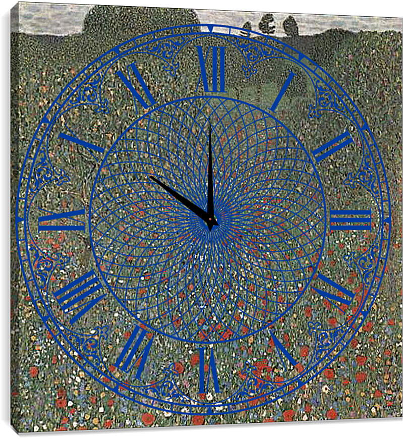 Часы картина - Mohnwiese. Густав Климт
