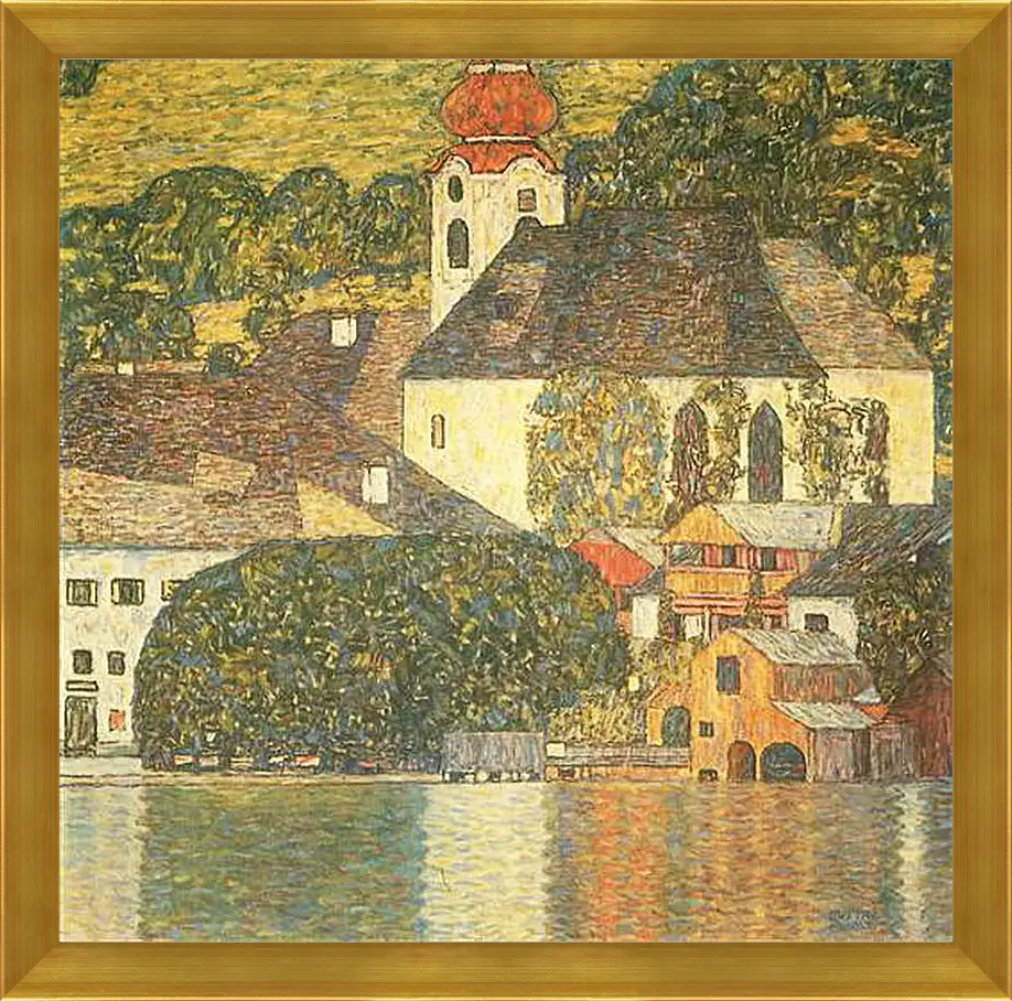 Картина в раме - Kirche am Unterach am Attersee (St. Wolfgang-Kirche). Густав Климт