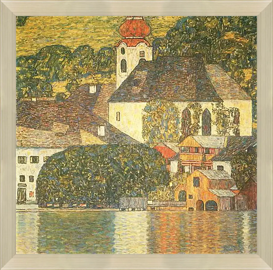 Картина в раме - Kirche am Unterach am Attersee (St. Wolfgang-Kirche). Густав Климт