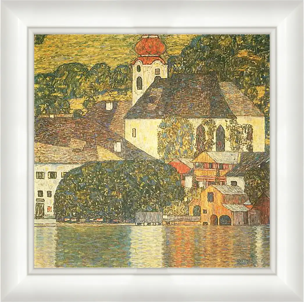 Картина в раме - Kirche am Unterach am Attersee (St. Wolfgang-Kirche). Густав Климт