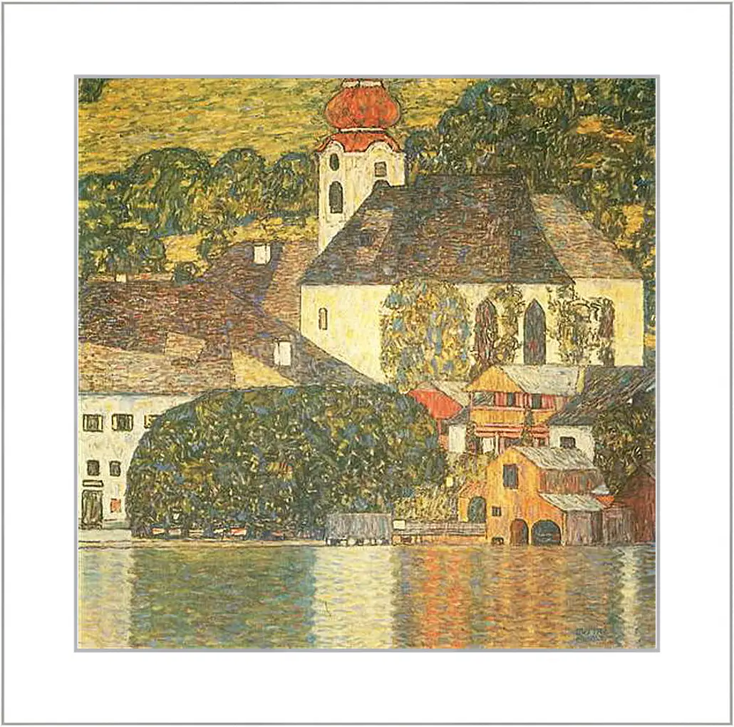 Картина в раме - Kirche am Unterach am Attersee (St. Wolfgang-Kirche). Густав Климт