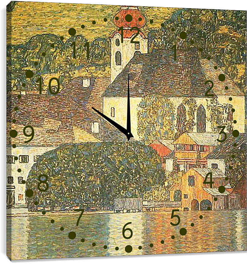 Часы картина - Kirche am Unterach am Attersee (St. Wolfgang-Kirche). Густав Климт