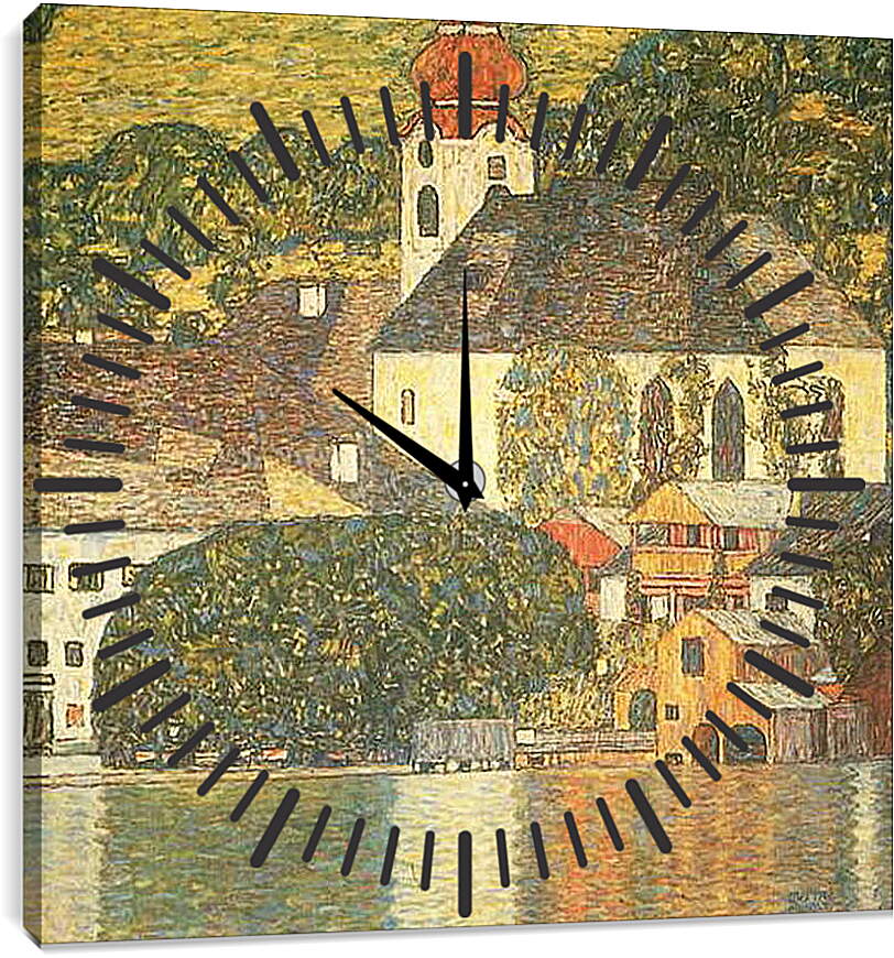 Часы картина - Kirche am Unterach am Attersee (St. Wolfgang-Kirche). Густав Климт