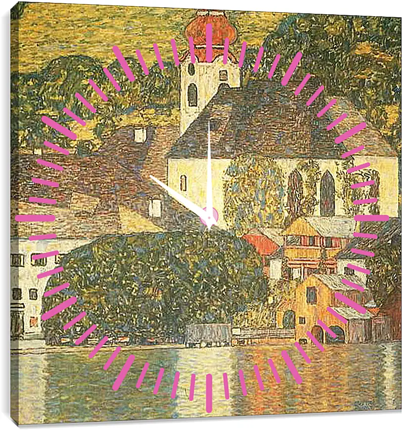 Часы картина - Kirche am Unterach am Attersee (St. Wolfgang-Kirche). Густав Климт
