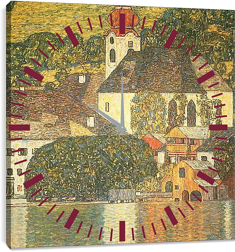 Часы картина - Kirche am Unterach am Attersee (St. Wolfgang-Kirche). Густав Климт
