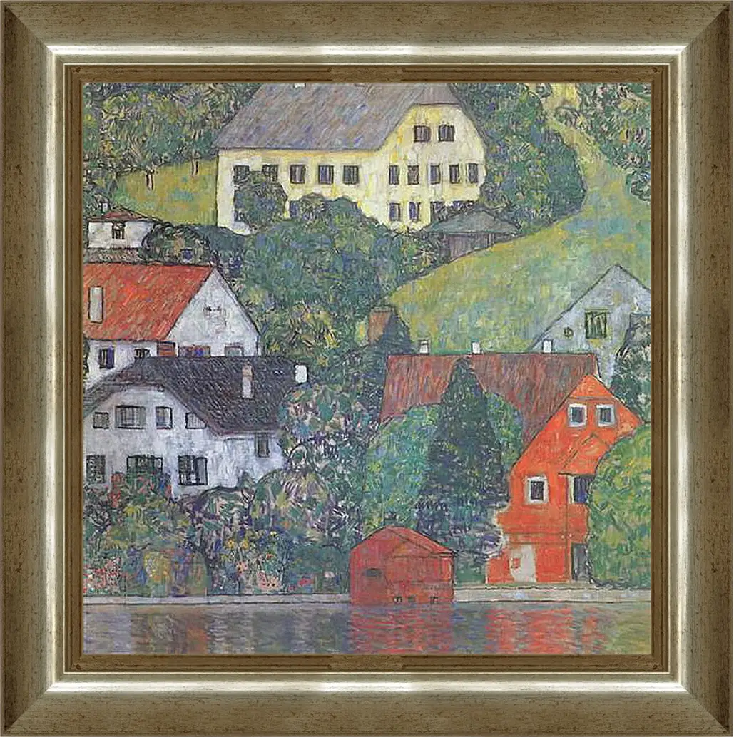 Картина в раме - Hauser in Unterach am Attersee. Густав Климт