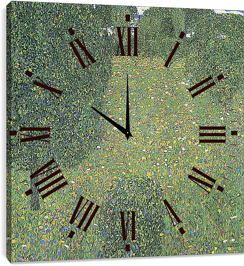 Часы картина - Gartenlandschaft (Bluhende Wiese). Густав Климт