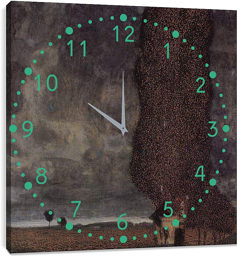 Часы картина - Die grosse Pappel II (Aufziehendes Gewitter). Густав Климт
