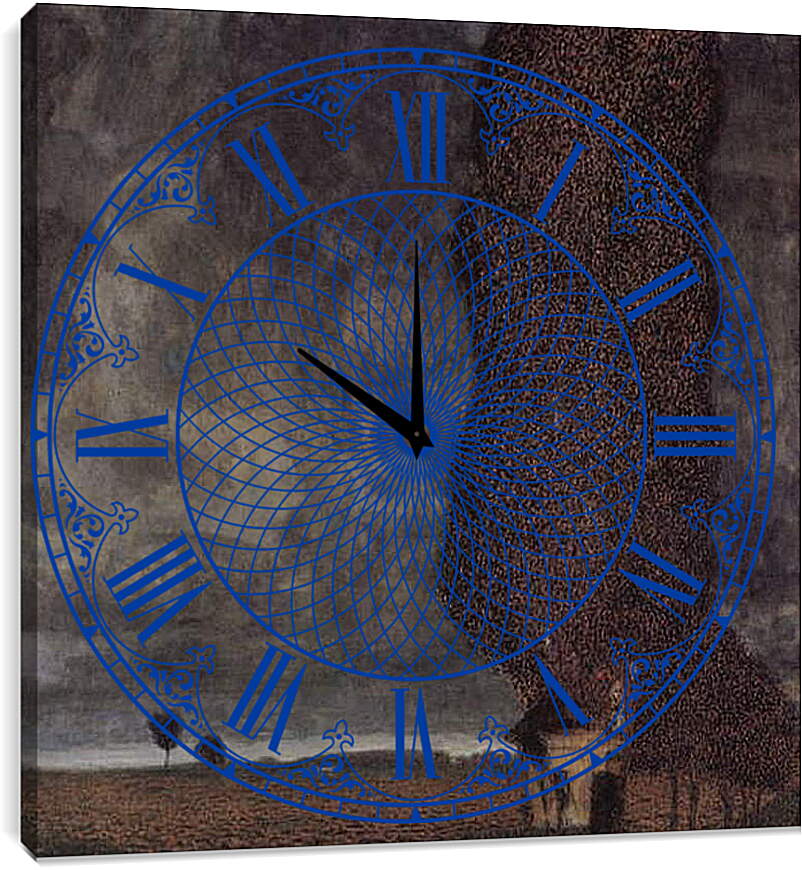 Часы картина - Die grosse Pappel II (Aufziehendes Gewitter). Густав Климт