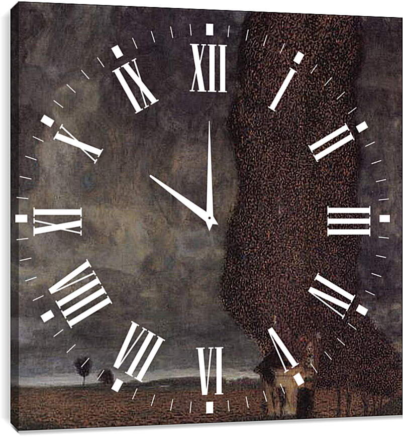 Часы картина - Die grosse Pappel II (Aufziehendes Gewitter). Густав Климт
