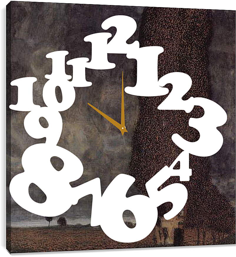 Часы картина - Die grosse Pappel II (Aufziehendes Gewitter). Густав Климт