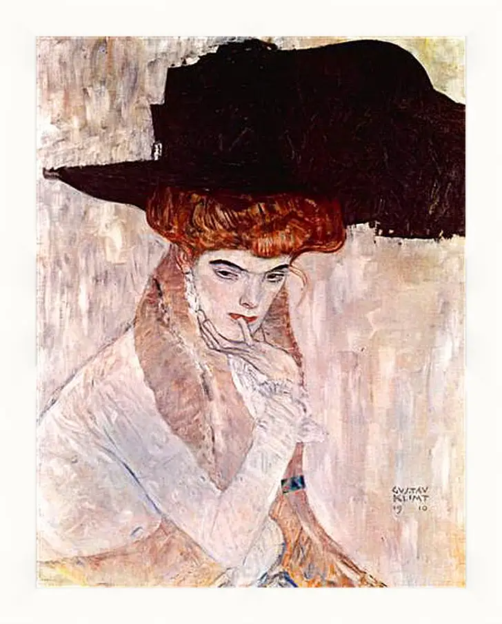 Картина в раме - The Black Hat. Густав Климт