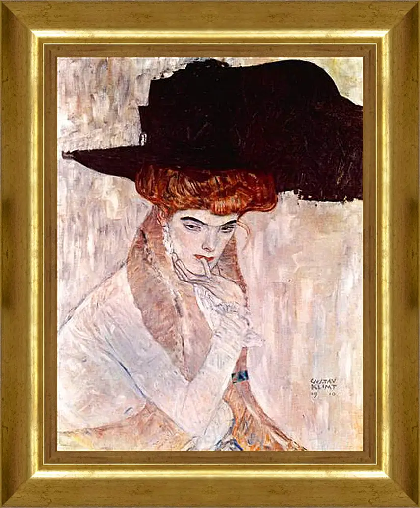 Картина в раме - The Black Hat. Густав Климт